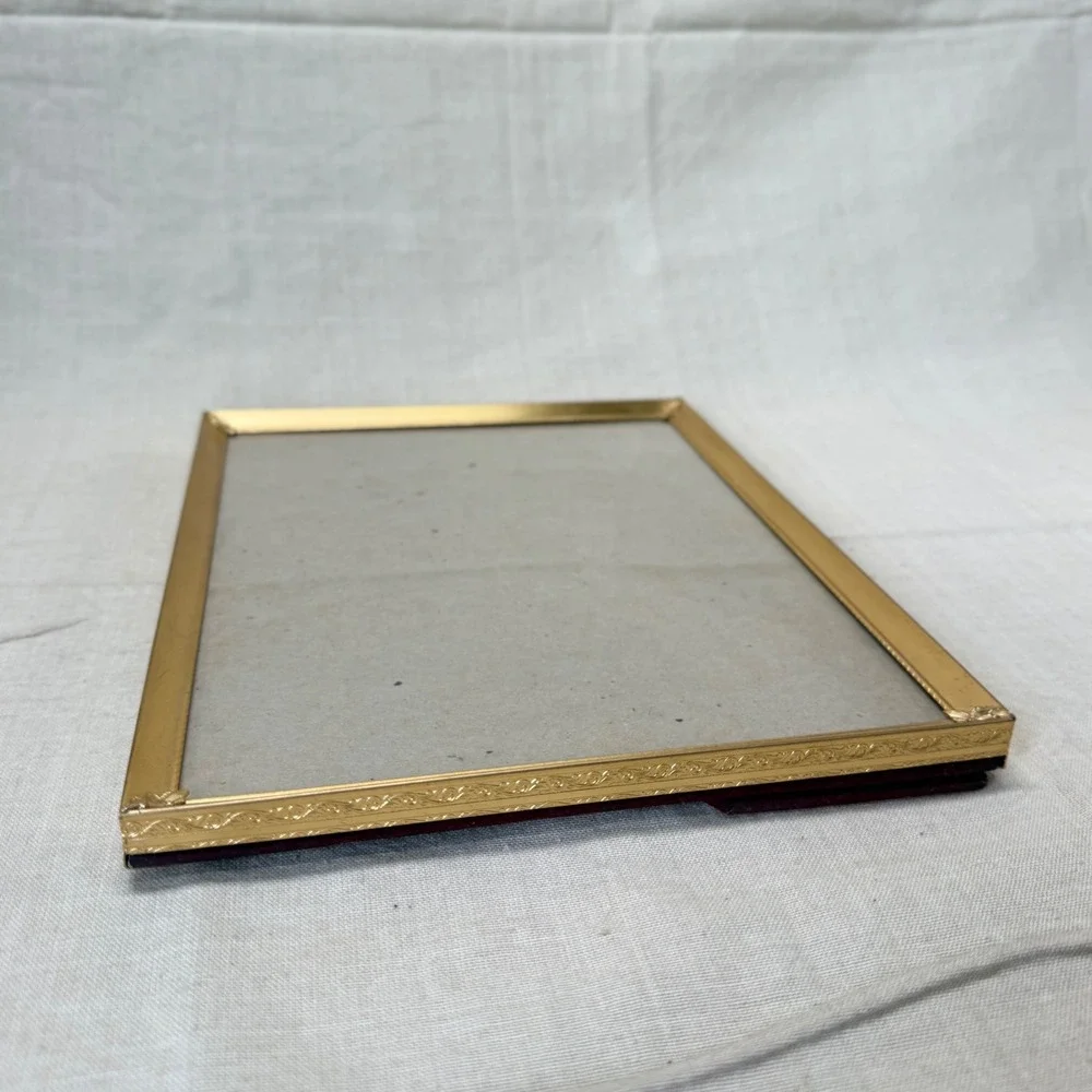 Vintage Gold Metal Tabletop Picture Frame 8x10 Ornate Corner Desk Frame 1950s